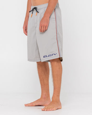 Man wearing Flip Daddy Boardshort in Oyster Grey