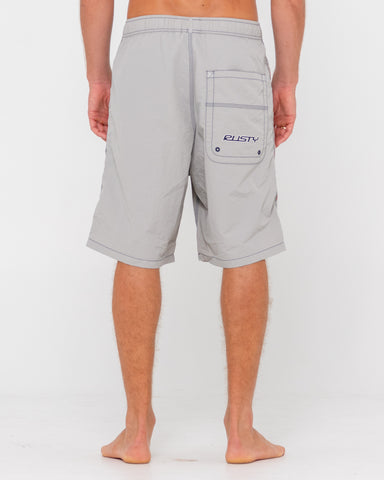 Man wearing Flip Daddy Boardshort in Oyster Grey