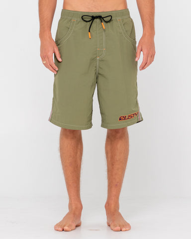 Man wearing Flip Daddy Boardshort in Savanna