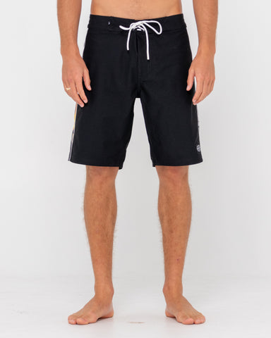 Man wearing Trusty Rusty Boardshort in Black