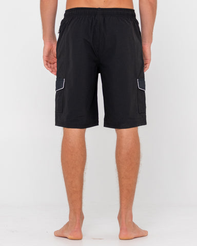 Man wearing Dip The Toe Elastic Boardshort in Black