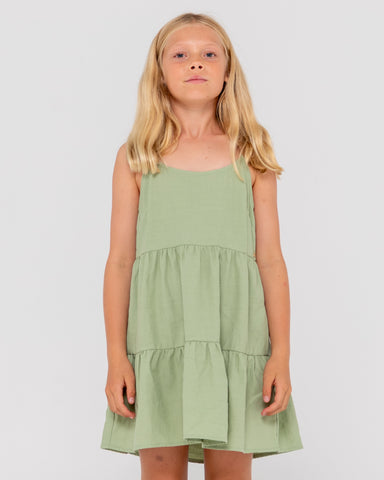 Girl wearing Sweet Water Slip Dress Girls in Faded Pistachio