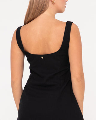 Woman wearing Meg Slip Dress in Black