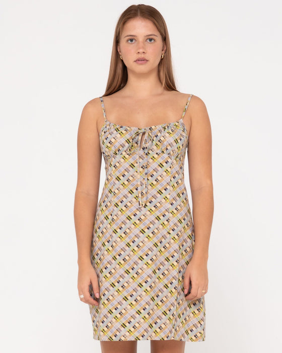 woman-wearing-percy-plaid-mini-dress-in-multi