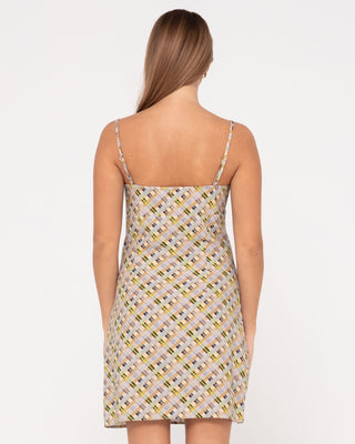 Woman wearing Percy Plaid Mini Dress in Multi