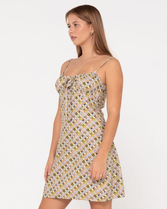 woman-wearing-percy-plaid-mini-dress-in-multi