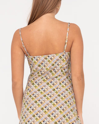 Woman wearing Percy Plaid Mini Dress in Multi