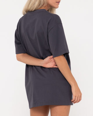 Woman wearing Star Burst Tee Dress in Coal