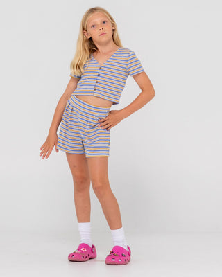 Girl wearing Camila Stripe Top Girls in Yonder Blue