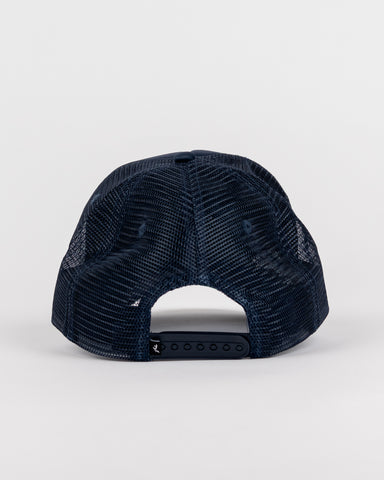 Mens Boxed Out Trucker Cap in Navy Blue