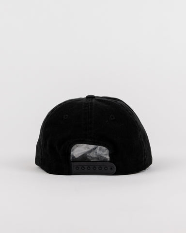 Mens Loose Unit Six Panel Snapback Cap in Black