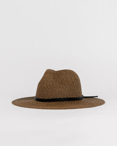 Womans Gisele Straw Hat in Black / Caramel