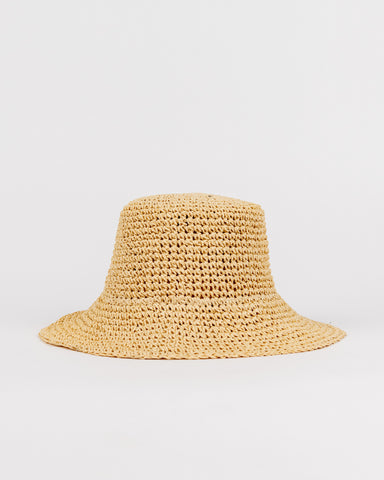 Womans Ariel Straw Bucket Hat in Natural 1