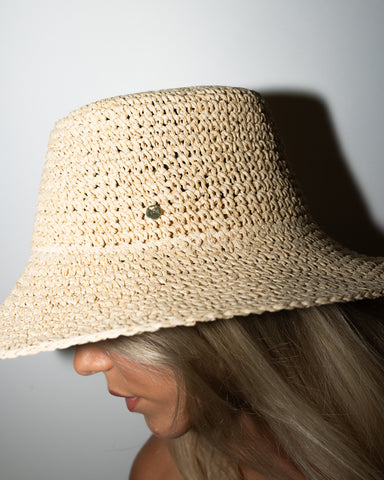 Womans Ariel Straw Bucket Hat in Natural 1