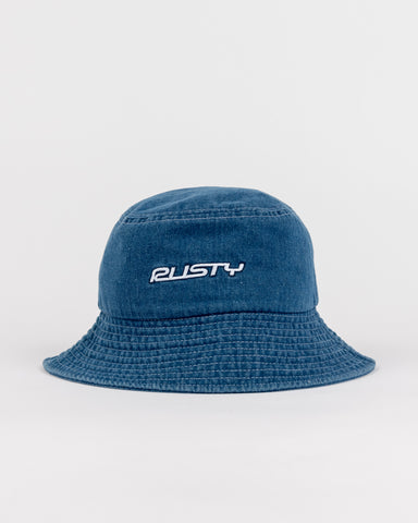 Womans Miss Me Denim Bucket Hat in Sea Blue