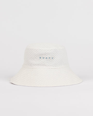 Womans Blanco Reversible Bucket Hat in White