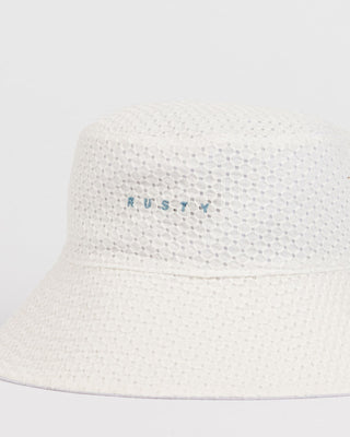 Womans Blanco Reversible Bucket Hat in White