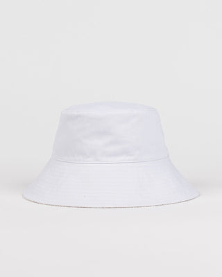 Womans Blanco Reversible Bucket Hat in White