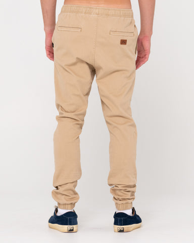 Man wearing Hook Out Elastic Pant in Khaki