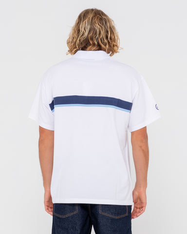 Man wearing Peko Peko Short Sleeve Polo in White