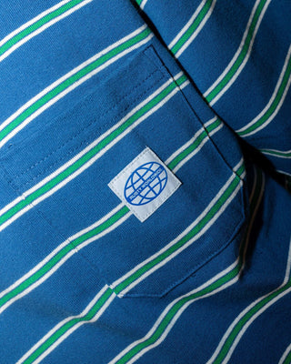 Man wearing Inspectah Deck Short Sleeve Polo in Delft Blue