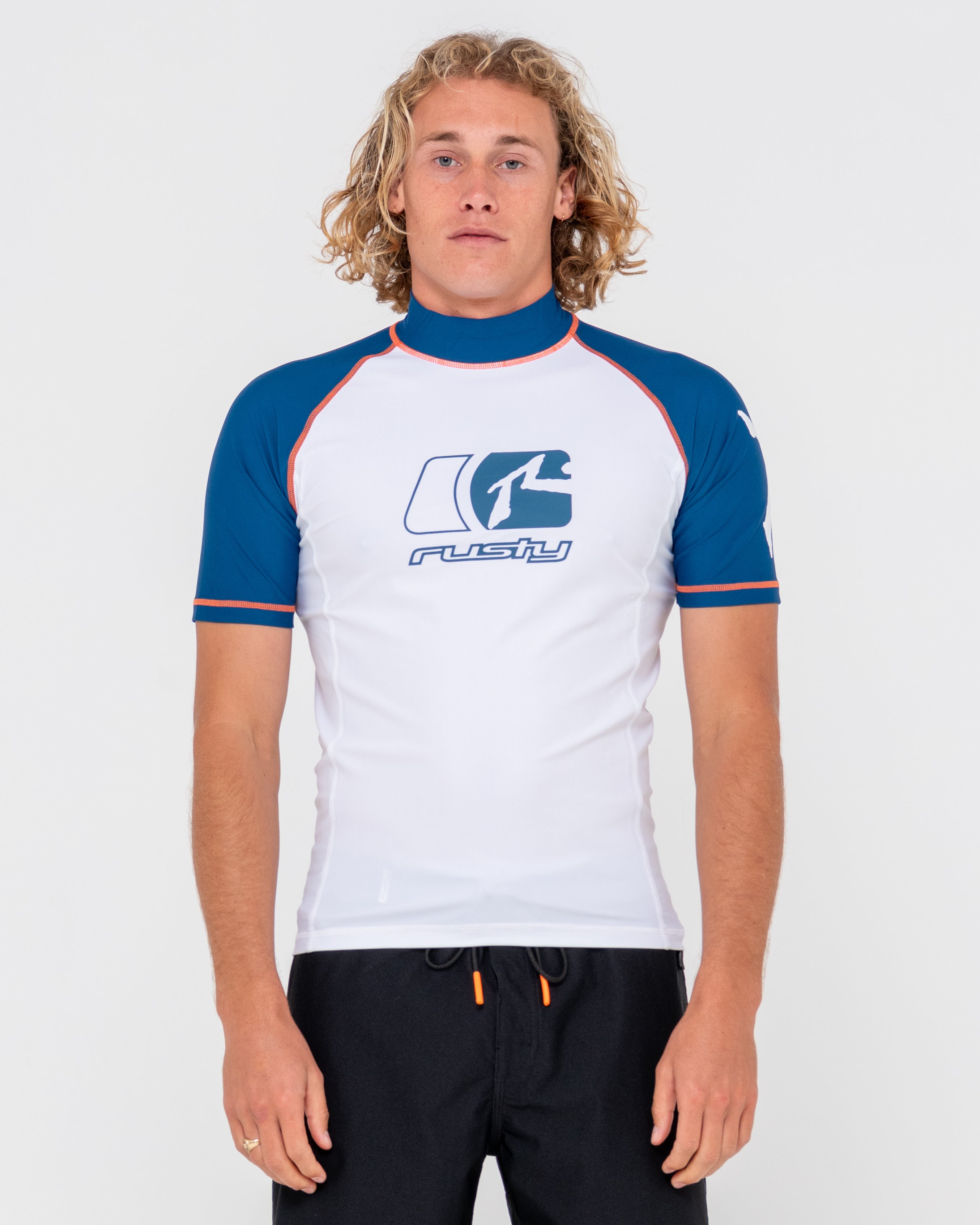 Y2shay Printed Short Sleeve Rash Vest White Navy Rusty Australia