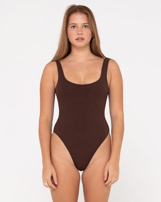 Woman wearing Sandalwood Retro One Piece in Java