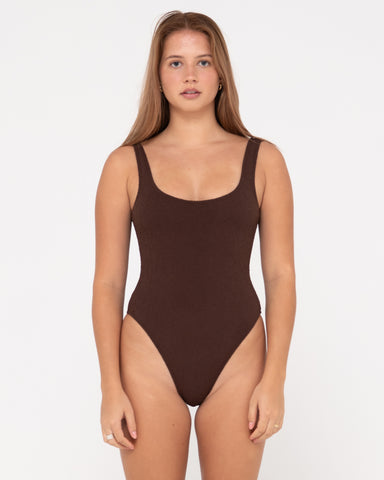 Woman wearing Sandalwood Retro One Piece in Java