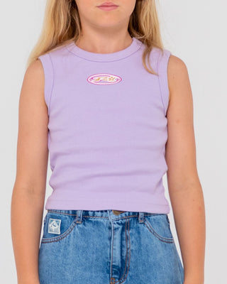 Girl wearing Starry Eyed Skimmer Tank Girls in Purple Nights