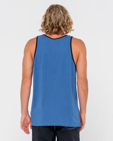 Man wearing Flip Daddy Tank in Delft Blue