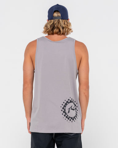 Man wearing Network Error Tank in Oyster Grey