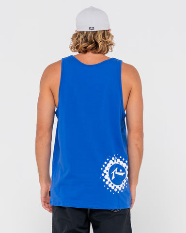 Man wearing Network Error Tank in Royal Blue