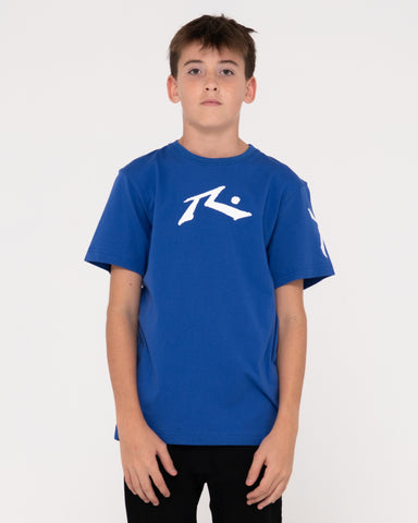 Boy wearing Competition Revolution Tee Boys in Royal Blue