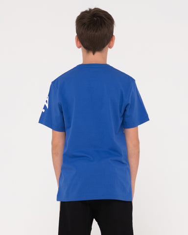 Boy wearing Competition Revolution Tee Boys in Royal Blue