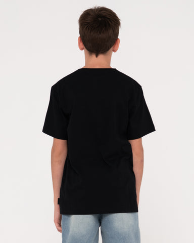 Boy wearing Flip Daddy Short Sleeve Tee Boys in Black