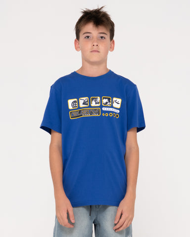 Boy wearing Second Summer Short Sleeve Tee Boys in Royal Blue