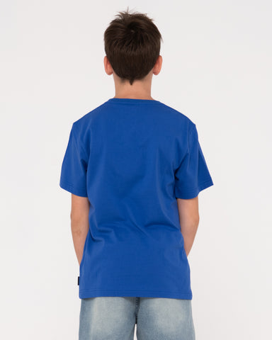 Boy wearing Second Summer Short Sleeve Tee Boys in Royal Blue