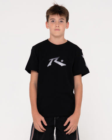 Boy wearing Competition Revolution X Tee Boys in Black