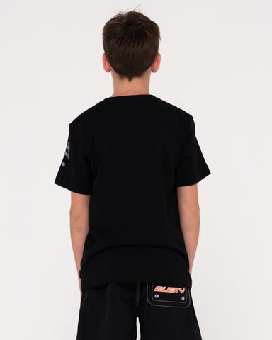 Boy wearing Competition Revolution X Tee Boys in Black