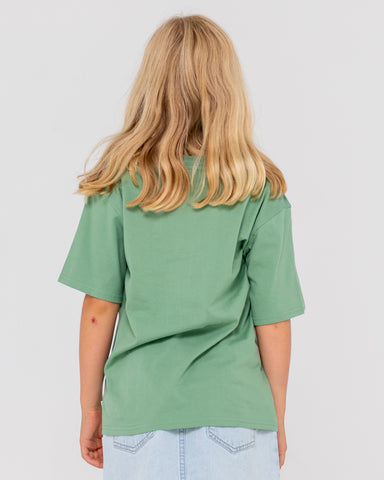 Girl wearing By The Bay Oversize Tee Girls in Faded Pistachio