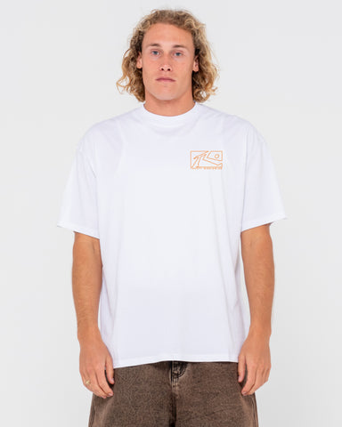 Man wearing Boxed Out Short Sleeve Tee in White