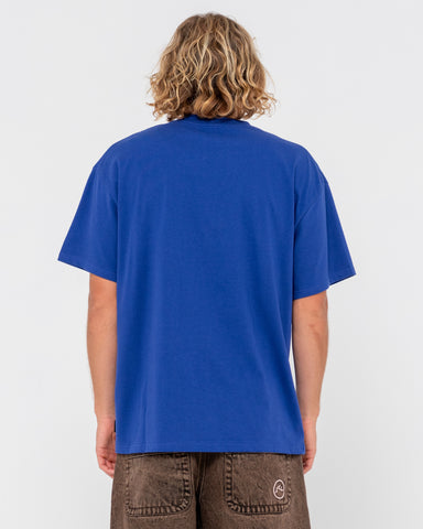 Man wearing V8 Short Sleeve Tee in Delft Blue