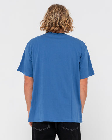 Man wearing Boxed Out Centre Front Short Sleeve Tee in Delft Blue