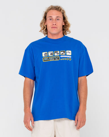 Man wearing Second Summer Short Sleeve Tee in Royal Blue