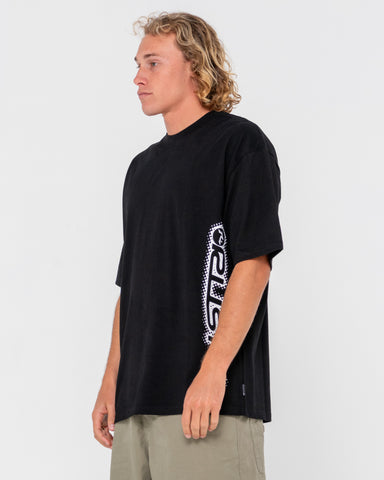 Man wearing Network Error Short Sleeve Tee in Black