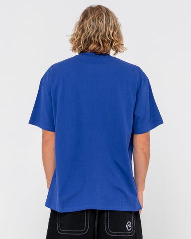 Man wearing Tidal Kombat Twice Short Sleeve Tee in Delft Blue