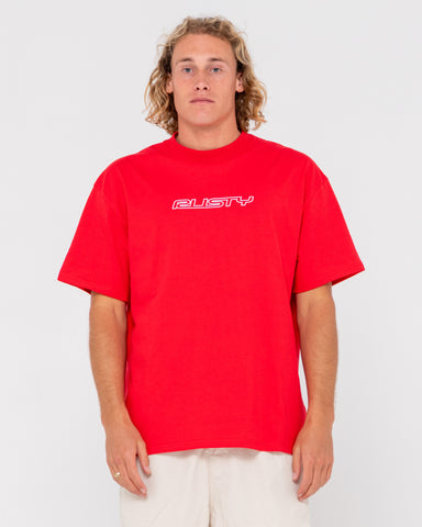 Man wearing Flip Daddy Tee Short Sleeve Tee in True Red