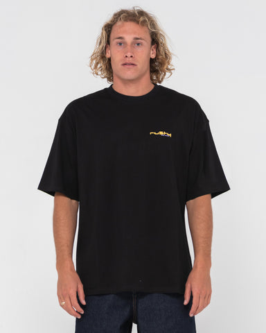 Man wearing Data Leak Short Sleeve Tee in Black