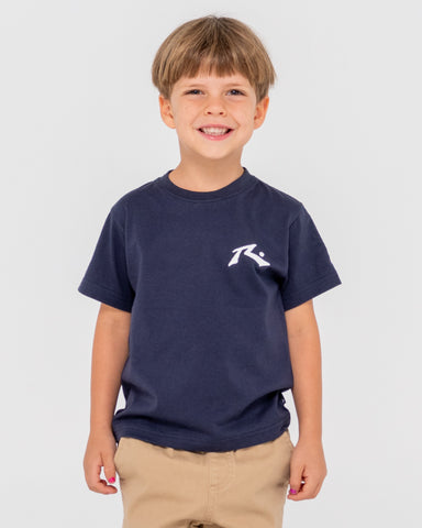 Boy wearing Competition Short Sleeve Tee Runts in Navy Blue