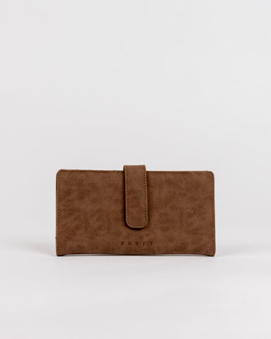 Womans Bobbi Suede Flap Wallet in Chocolate